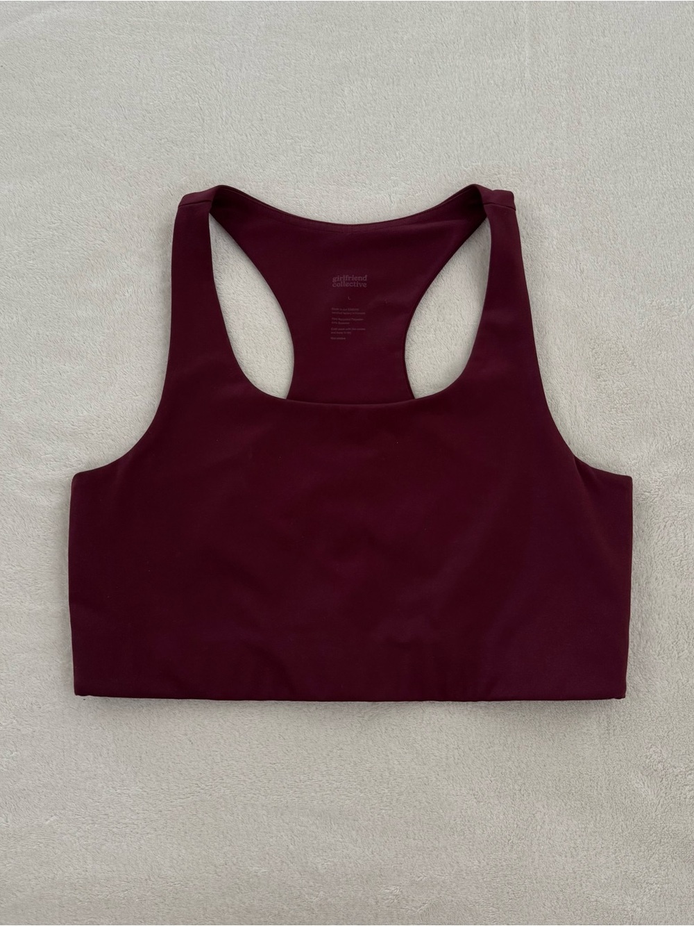 Girlfriend Collective Paloma Racerback Sports Bra in Plum/Maroon